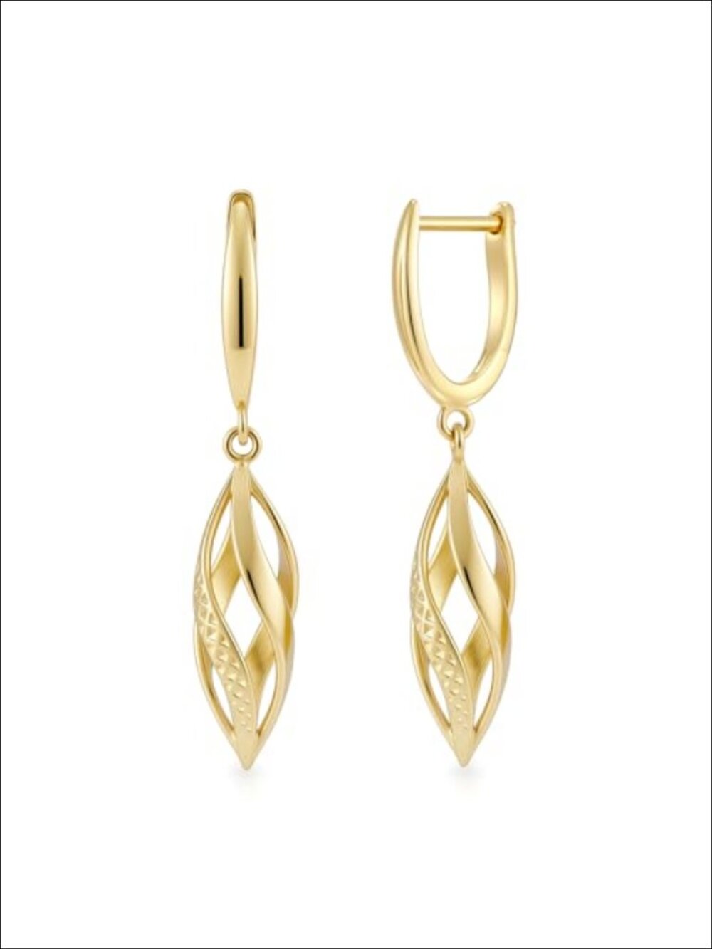 14K Gold Plated Hoop Dangle Drop Earrings Women Hypoallergenic 40mm